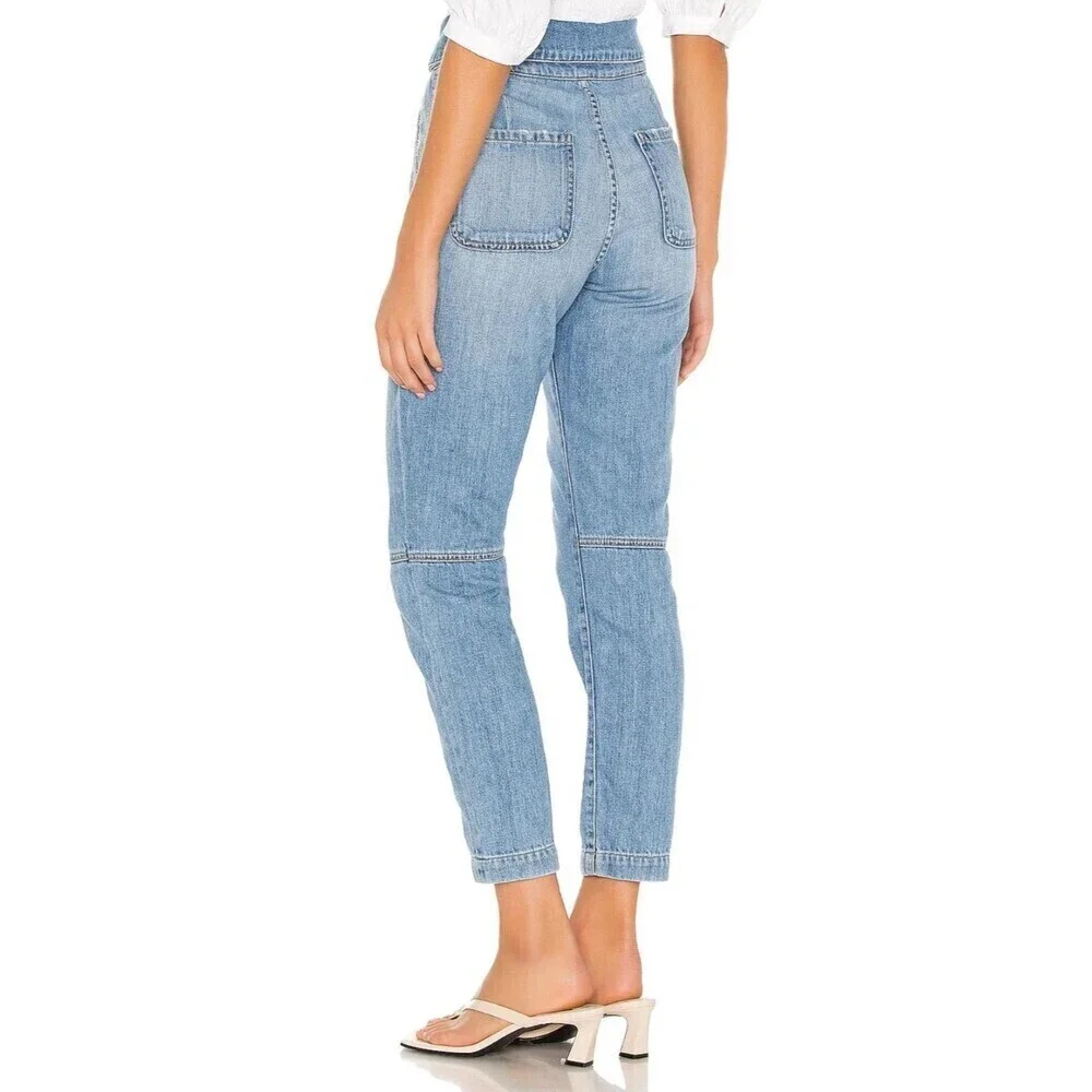 New Jonathan Simkhai‎ Women Size 27 Standard Henley Tie Waist Straight Jean N2